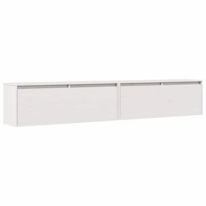Nástěnné Skříňky 2 Ks Bílé 100X30X35 Cm Masivní Borové Dřevo