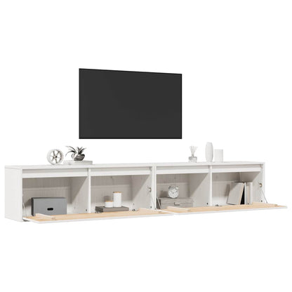 Nástěnné Skříňky 2 Ks Bílé 100X30X35 Cm Masivní Borové Dřevo