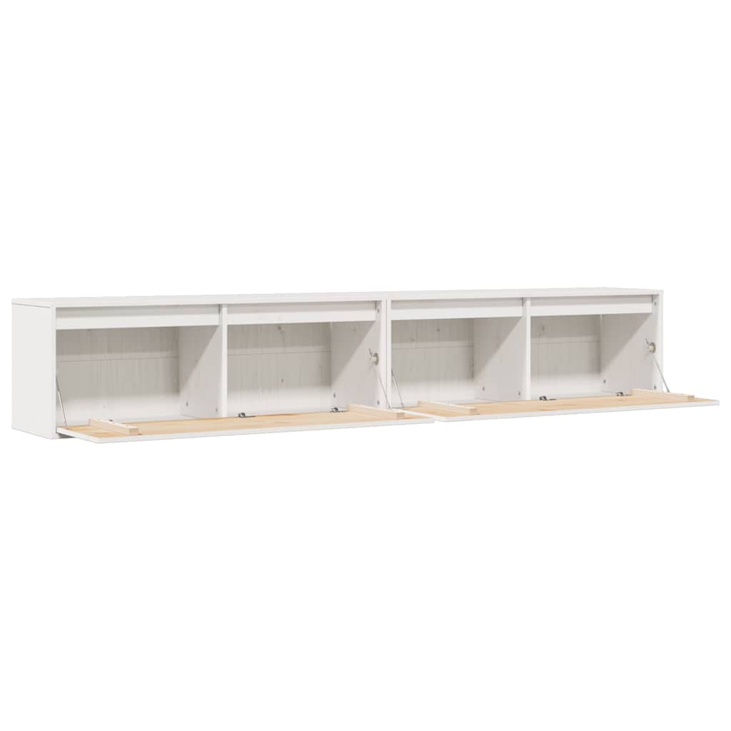 Nástěnné Skříňky 2 Ks Bílé 100X30X35 Cm Masivní Borové Dřevo
