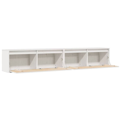 Nástěnné Skříňky 2 Ks Bílé 100X30X35 Cm Masivní Borové Dřevo