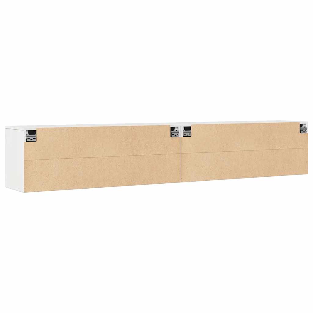 Nástěnné Skříňky 2 Ks Bílé 100X30X35 Cm Masivní Borové Dřevo
