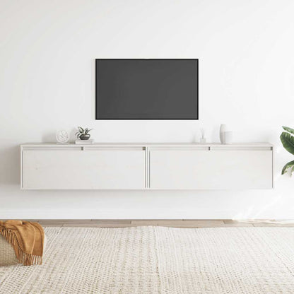 Nástěnné Skříňky 2 Ks Bílé 100X30X35 Cm Masivní Borové Dřevo