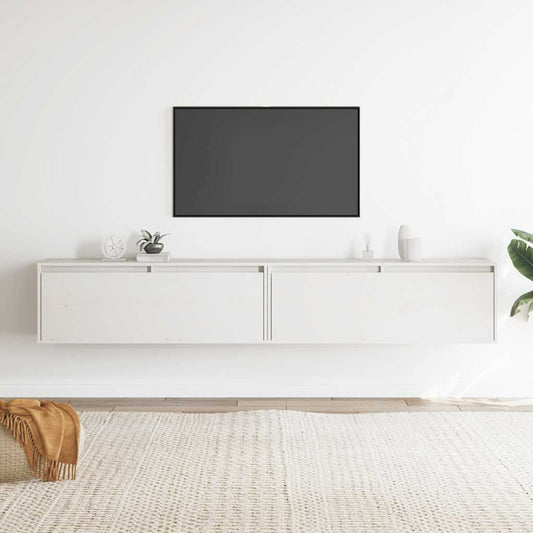 Nástěnné Skříňky 2 Ks Bílé 100X30X35 Cm Masivní Borové Dřevo