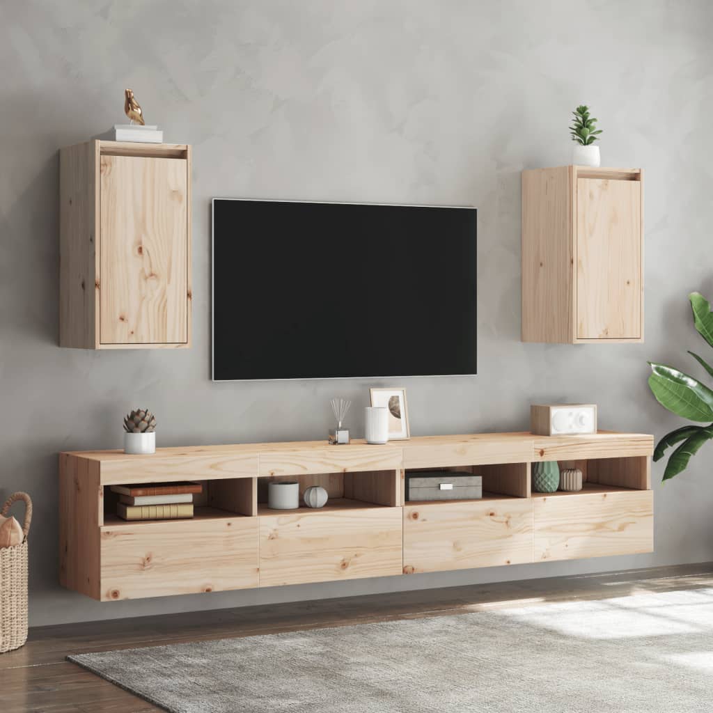 Nástěnné Skříňky 2 Ks 30 X 30 X 60 Cm Masivní Borové Dřevo