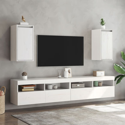 Nástěnné Skříňky 2 Ks Bílé 30 X 30 X 60 Cm Masivní Borové Dřevo
