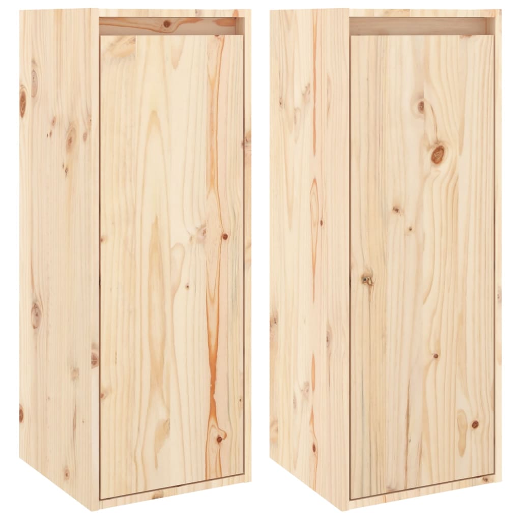 Nástěnné Skříňky 2 Ks 30 X 30 X 80 Cm Masivní Borovice