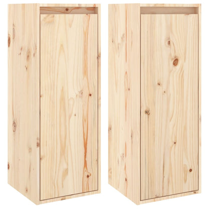 Nástěnné Skříňky 2 Ks 30 X 30 X 80 Cm Masivní Borovice