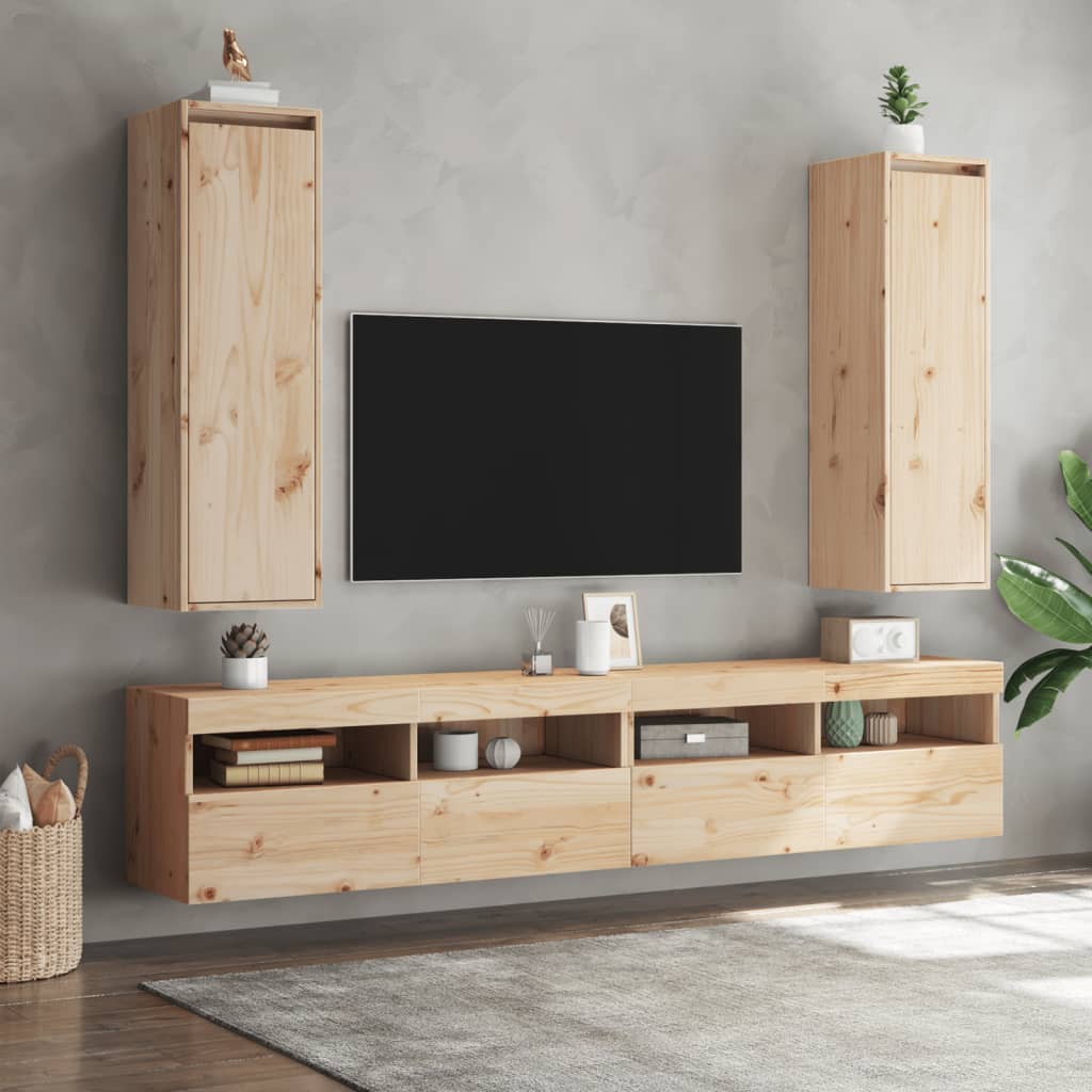 Nástěnné Skříňky 2 Ks 30 X 30 X 100 Cm Masivní Borové Dřevo