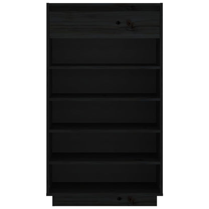 Botník Černý 60 X 34 X 105 Cm Masivní Borové Dřevo