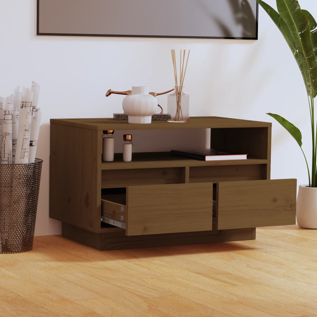 Tv Skříňka Medově Hnědá 60 X 35 X 37 Cm Masivní Borové Dřevo