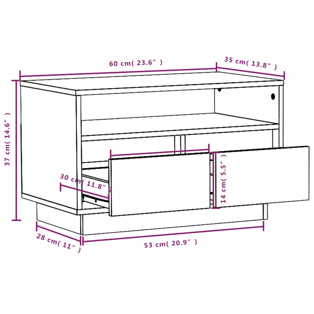 Tv Skříňka Medově Hnědá 60 X 35 X 37 Cm Masivní Borové Dřevo