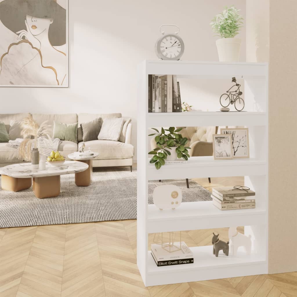 Knihovna / Dělicí Stěna Bílá Vysoký Lesk 80X30X135 Cm Kompozit