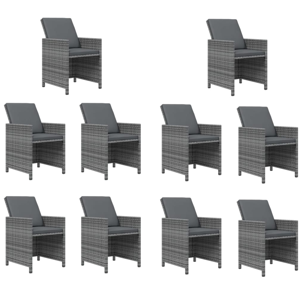 11Dílný Zahradní Jídelní Set S Poduškami Polyratan Šedý