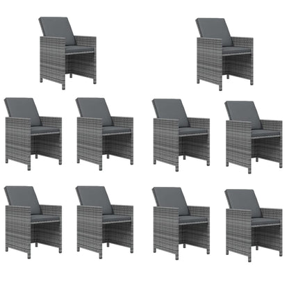 11Dílný Zahradní Jídelní Set S Poduškami Polyratan Šedý