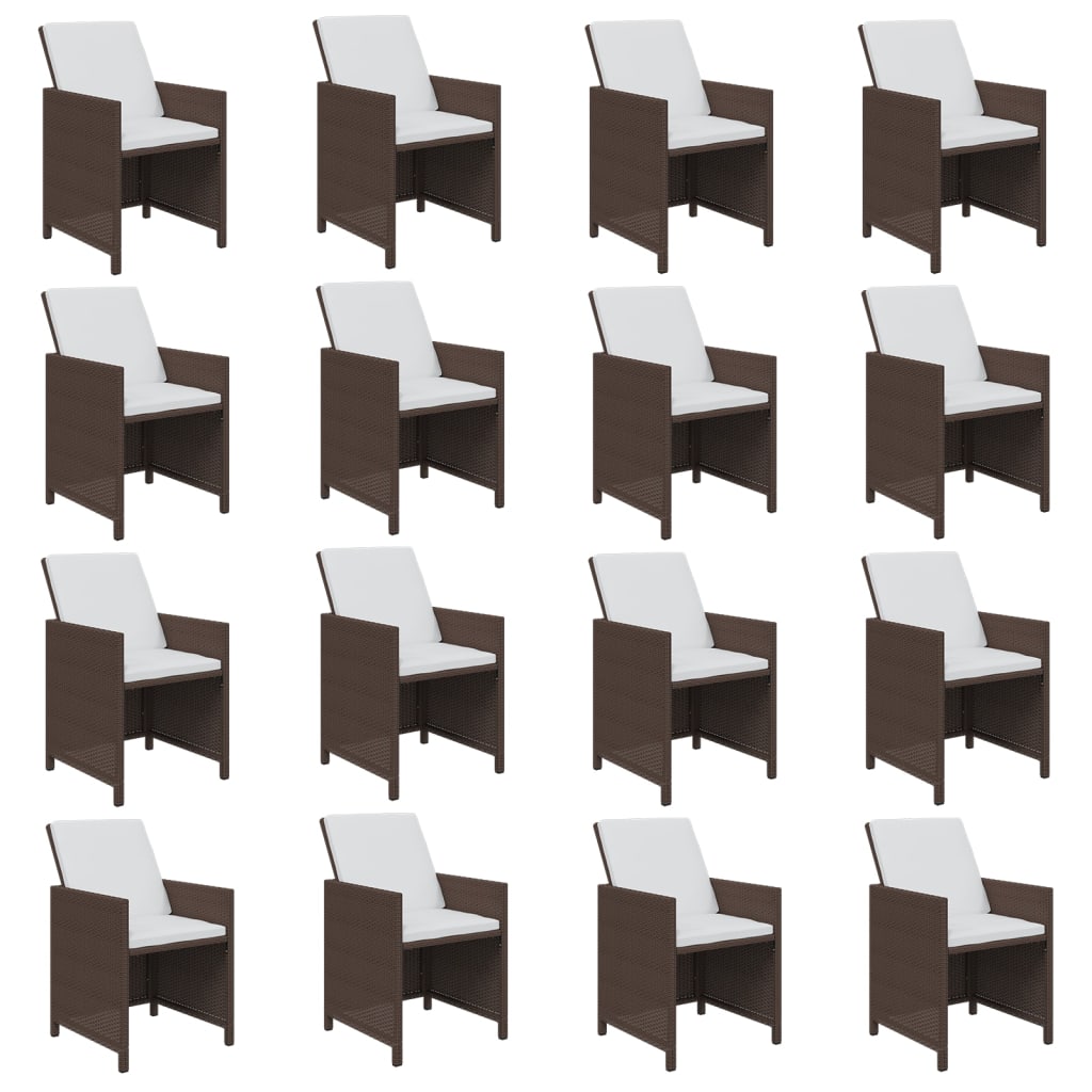 17Dílný Zahradní Jídelní Set S Poduškami Polyratan Hnědý
