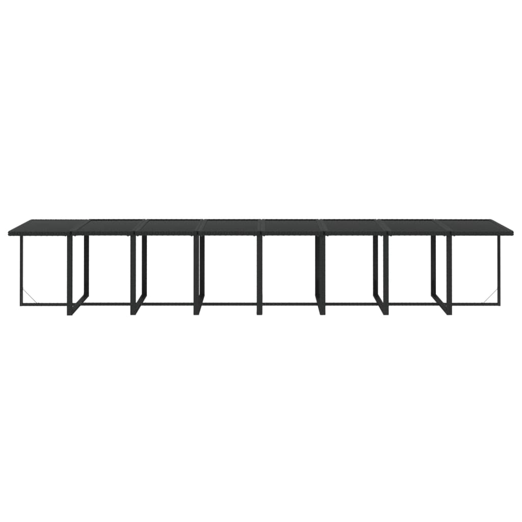 21Dílný Zahradní Jídelní Set S Poduškami Černý Polyratan