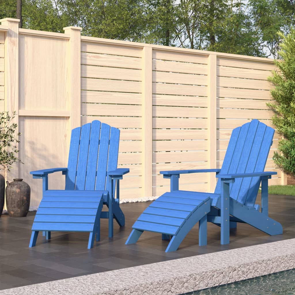 Zahradní Křeslo Adirondack + Podnožka/Stolek Hdpe Akvamarínové