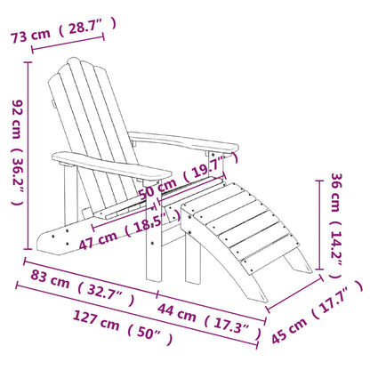 Zahradní Křeslo Adirondack + Podnožka/Stolek Hdpe Akvamarínové