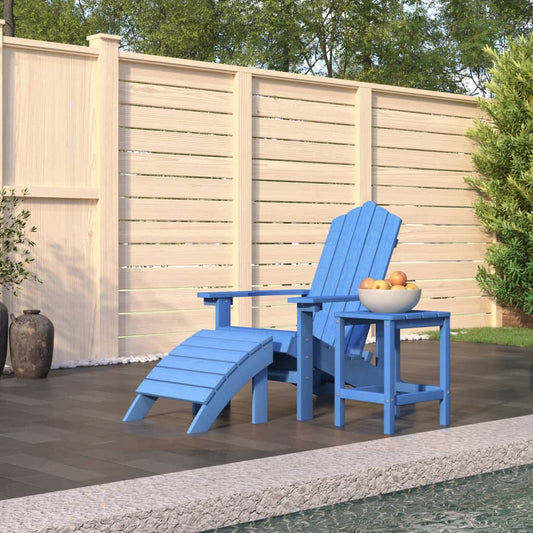 Zahradní Křeslo Adirondack + Podnožka/Stolek Hdpe Akvamarínové