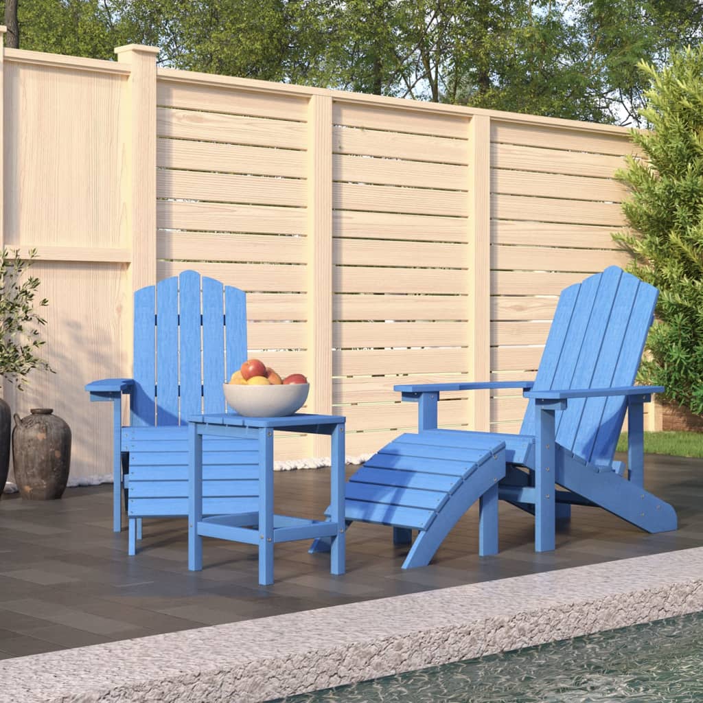 Zahradní Křeslo Adirondack + Podnožka/Stolek Hdpe Akvamarínové