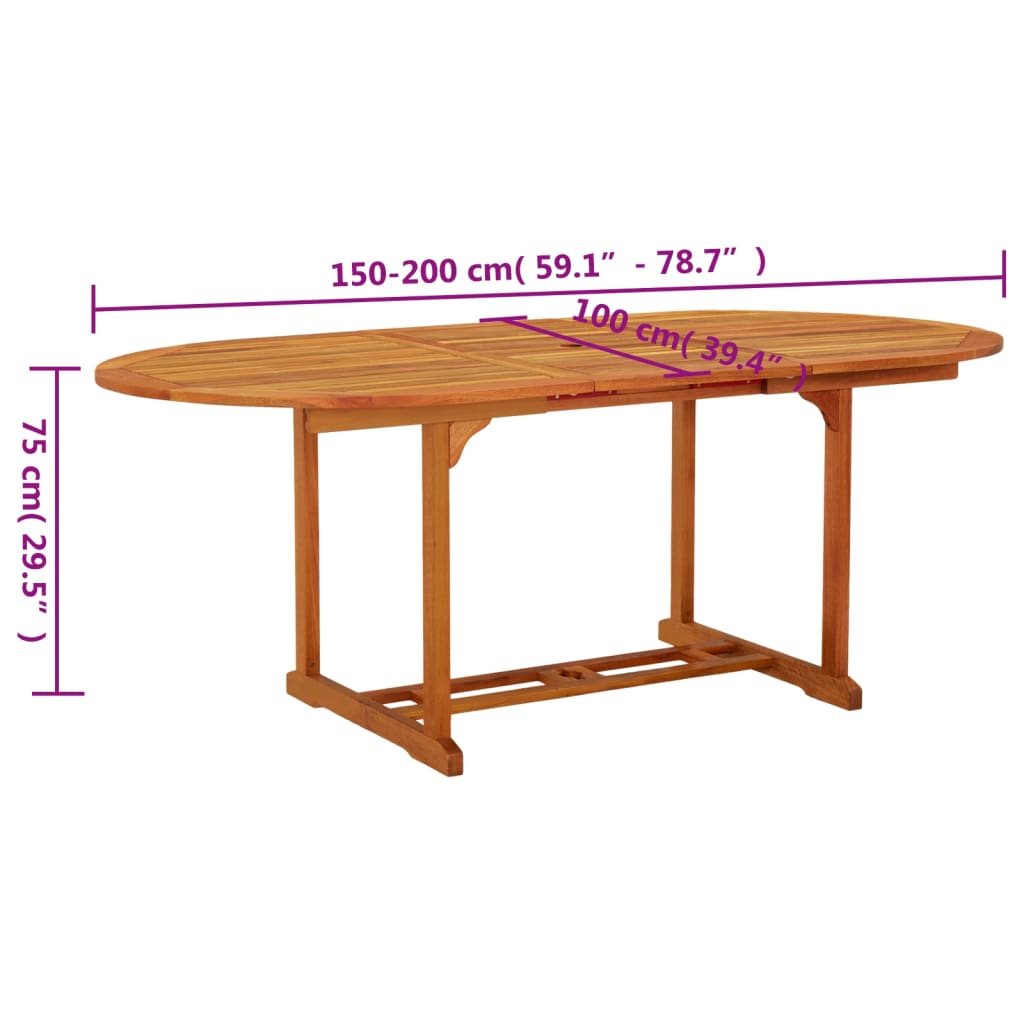 Zahradní Stůl 200 X 100 X 75 Cm Masivní Eukalyptové Dřevo