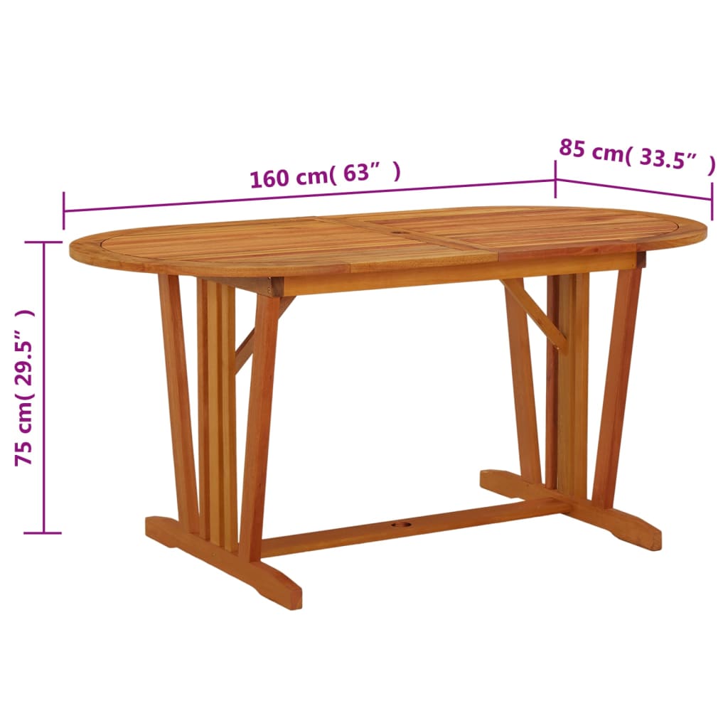 Zahradní Stůl 160 X 85 X 75 Cm Masivní Eukalyptové Dřevo