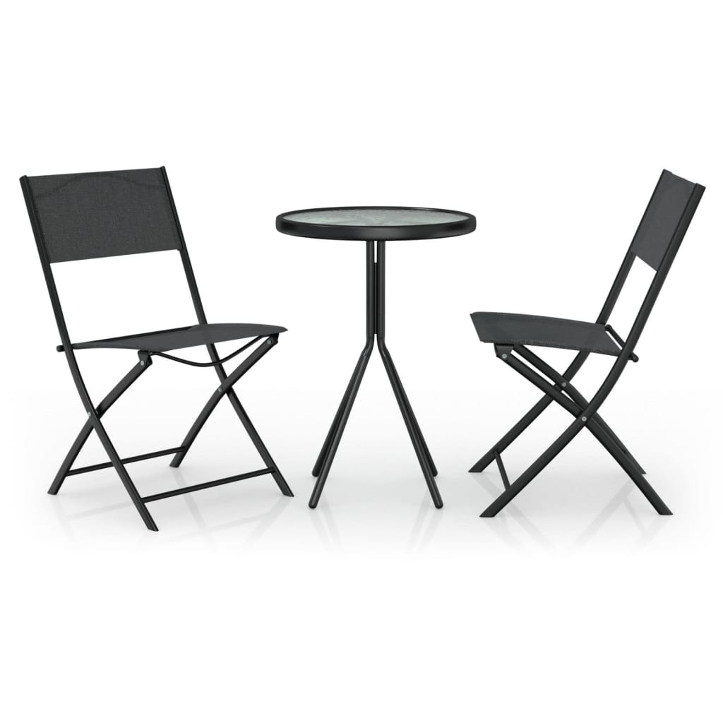 3Dílný Bistro Set Ocel Černý