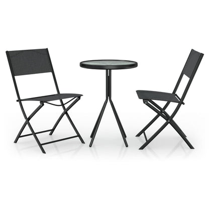 3Dílný Bistro Set Ocel Černý