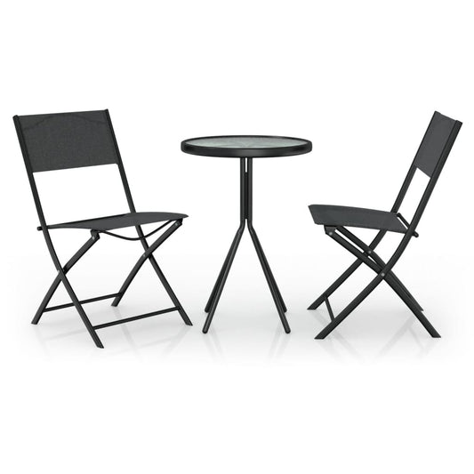 3Dílný Bistro Set Ocel Černý