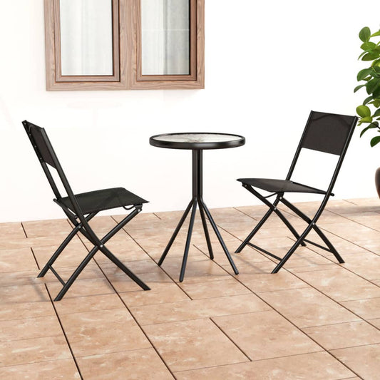 3Dílný Bistro Set Ocel Černý