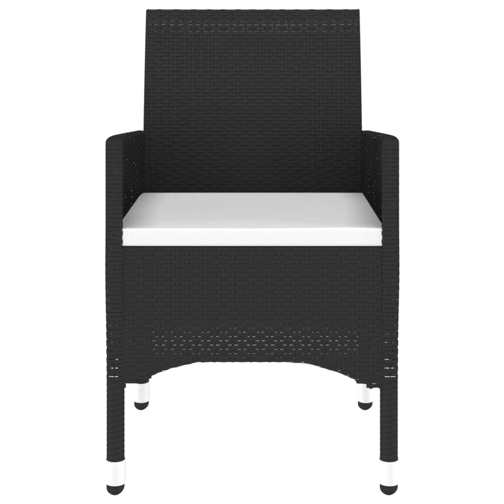 3Dílný Zahradní Bistro Set Polyratan A Masivní Dřevo Černý