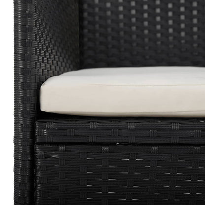 3Dílný Zahradní Jídelní Set Polyratan A Tvrzené Sklo Černý