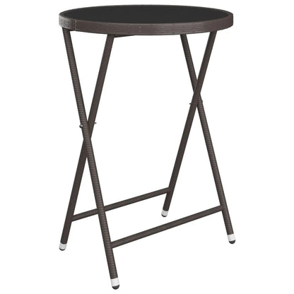 3Dílný Zahradní Bistro Set Polyratan A Tvrzené Sklo Hnědý