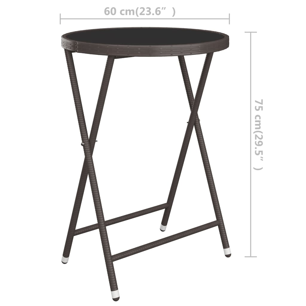 3Dílný Zahradní Bistro Set Polyratan A Tvrzené Sklo Hnědý