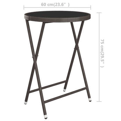 3Dílný Zahradní Bistro Set Polyratan A Tvrzené Sklo Hnědý