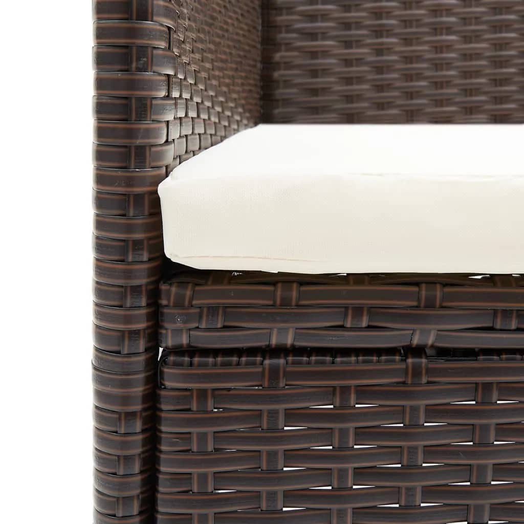 3Dílný Zahradní Jídelní Set Polyratan A Tvrzené Sklo Hnědý