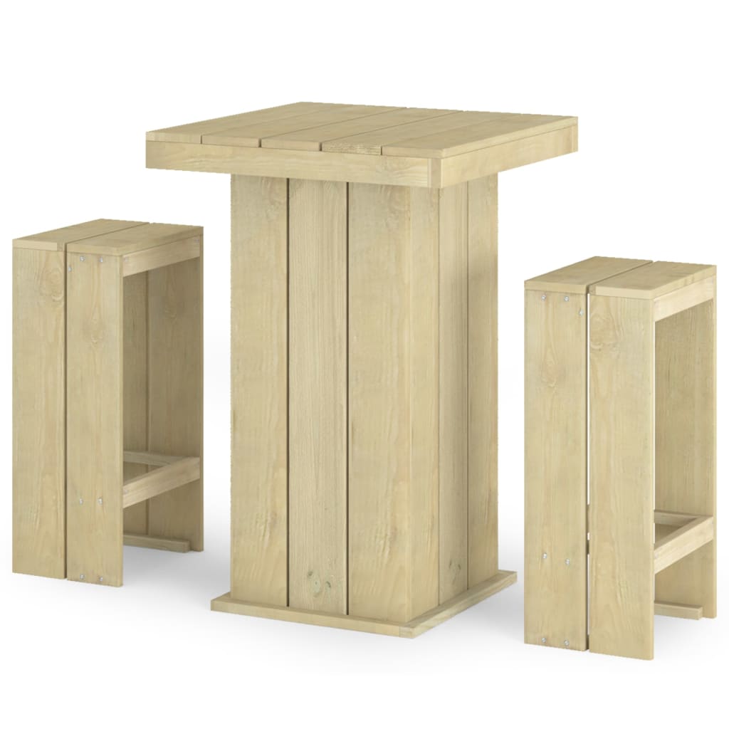 3Dílný Zahradní Barový Set Impregnovaná Borovice