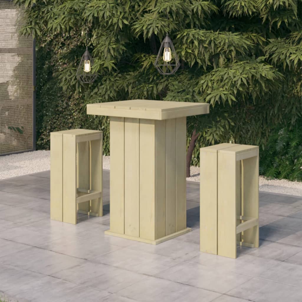 3Dílný Zahradní Barový Set Impregnovaná Borovice