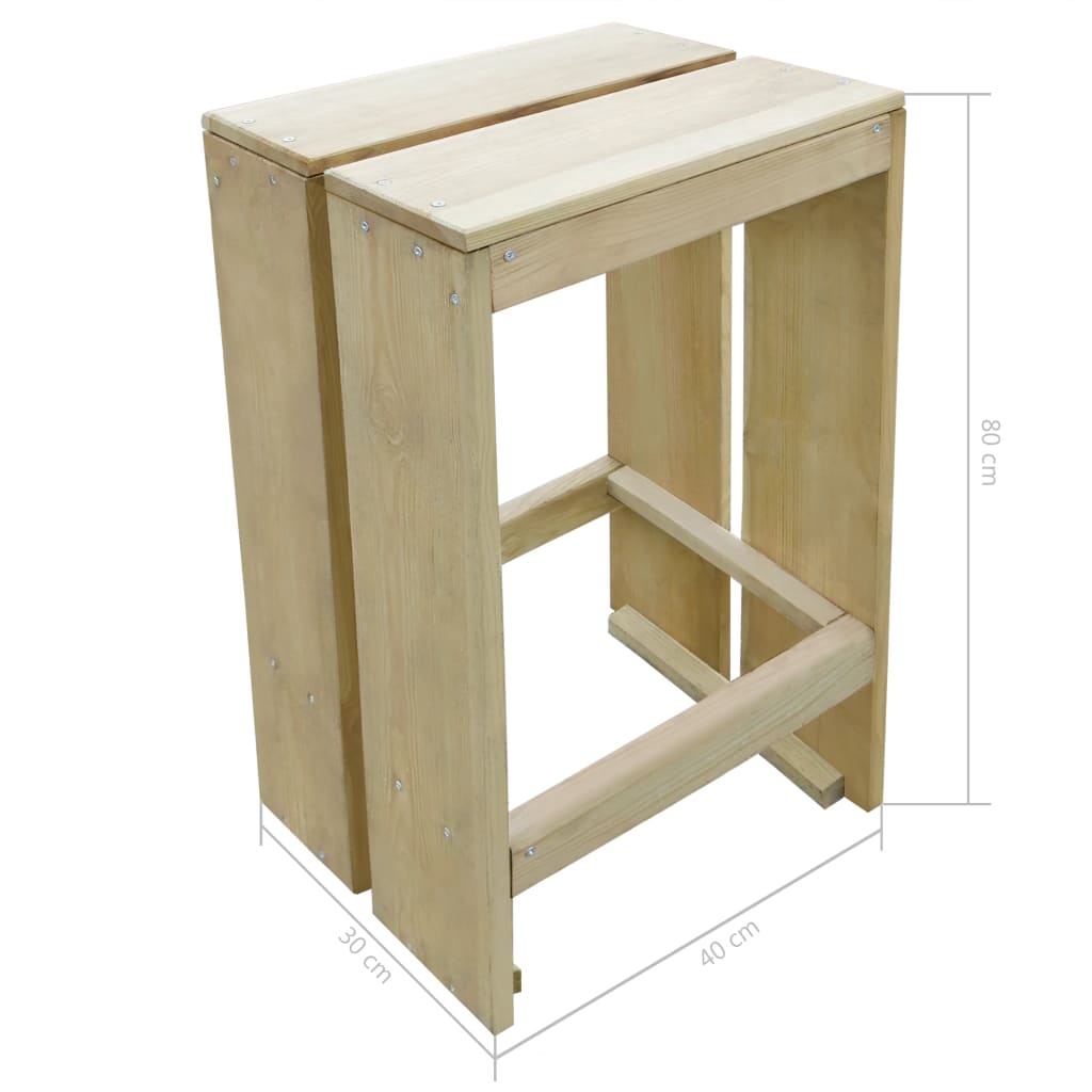 5Dílný Zahradní Barový Set Impregnovaná Borovice