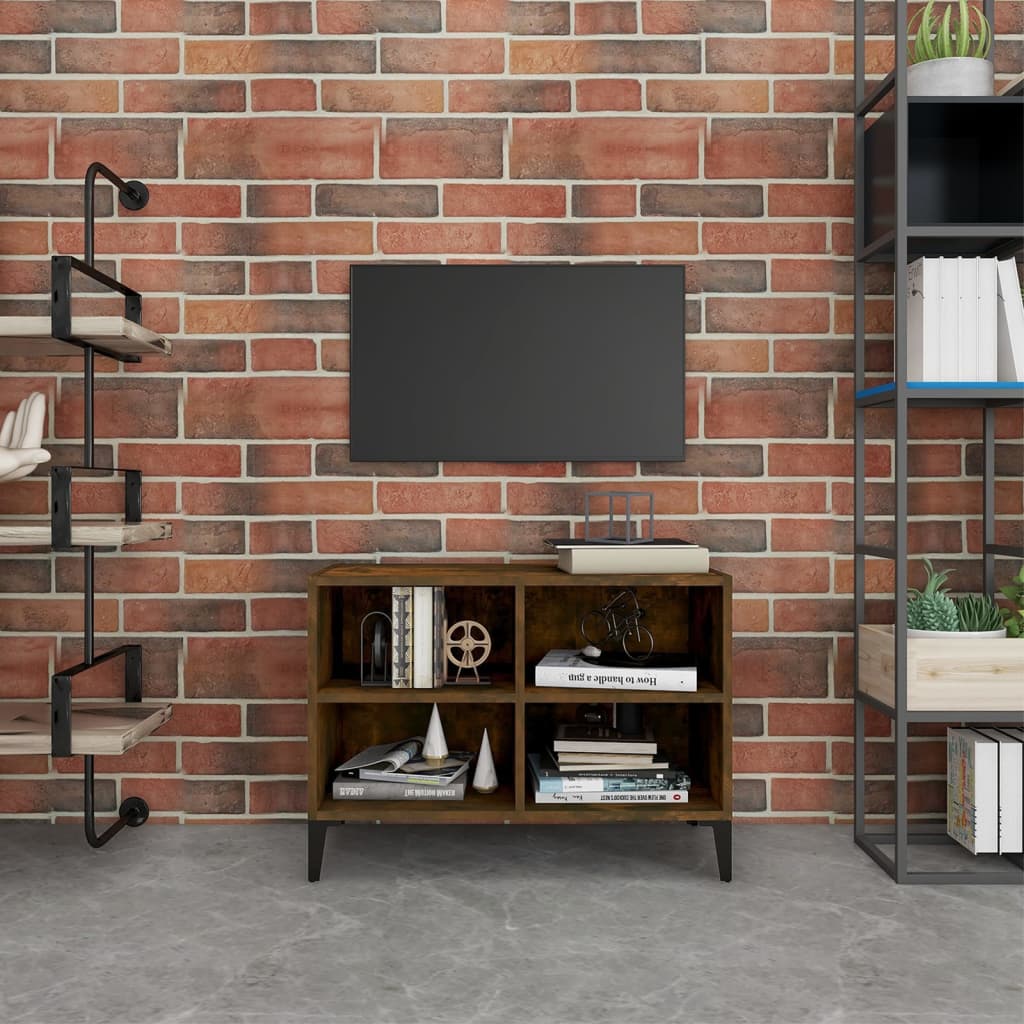 Tv Stolek S Kovovými Nohami Bílý Vysoký Lesk 69,5 X 30 X 50 Cm