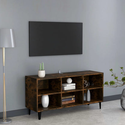 Tv Stolek S Kovovými Nohami Bílý Vysoký Lesk 69,5 X 30 X 50 Cm