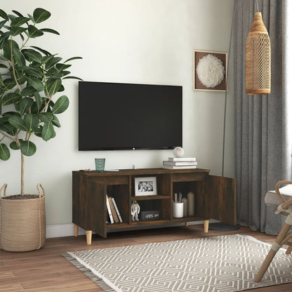 Tv Skříňka S Nohami Z Masivního Dřeva 103,5X35X50Cm