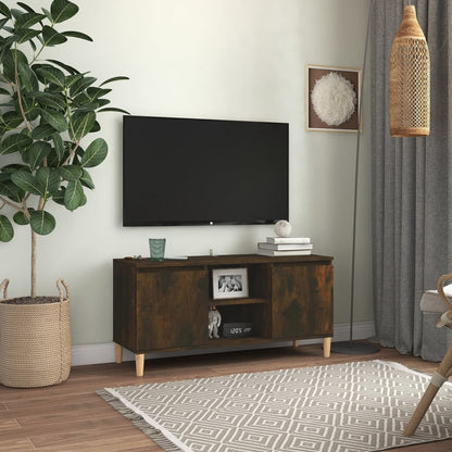 Tv Skříňka S Nohami Z Masivního Dřeva 103,5X35X50Cm