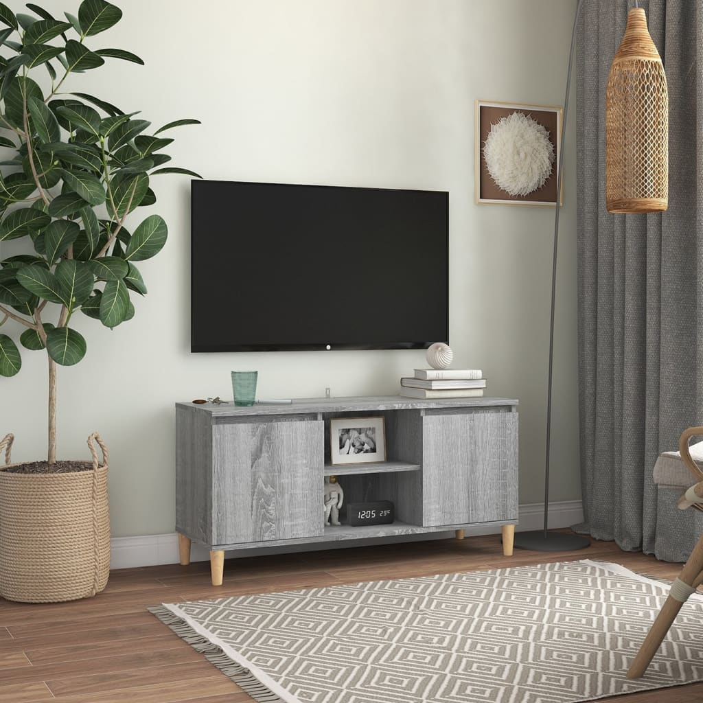 Tv Skříňka S Nohami Z Masivního Dřeva 103,5X35X50Cm