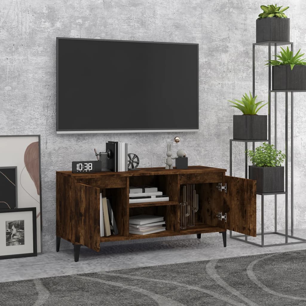 Tv Stolek S Kovovými Nohami Kouřový Dub 103,5 X 35 X 50 Cm