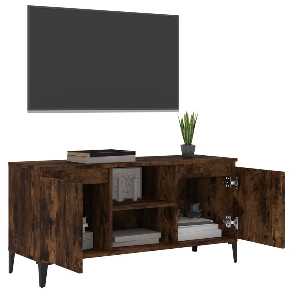 Tv Stolek S Kovovými Nohami Kouřový Dub 103,5 X 35 X 50 Cm