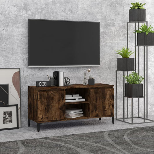 Tv Stolek S Kovovými Nohami Kouřový Dub 103,5 X 35 X 50 Cm