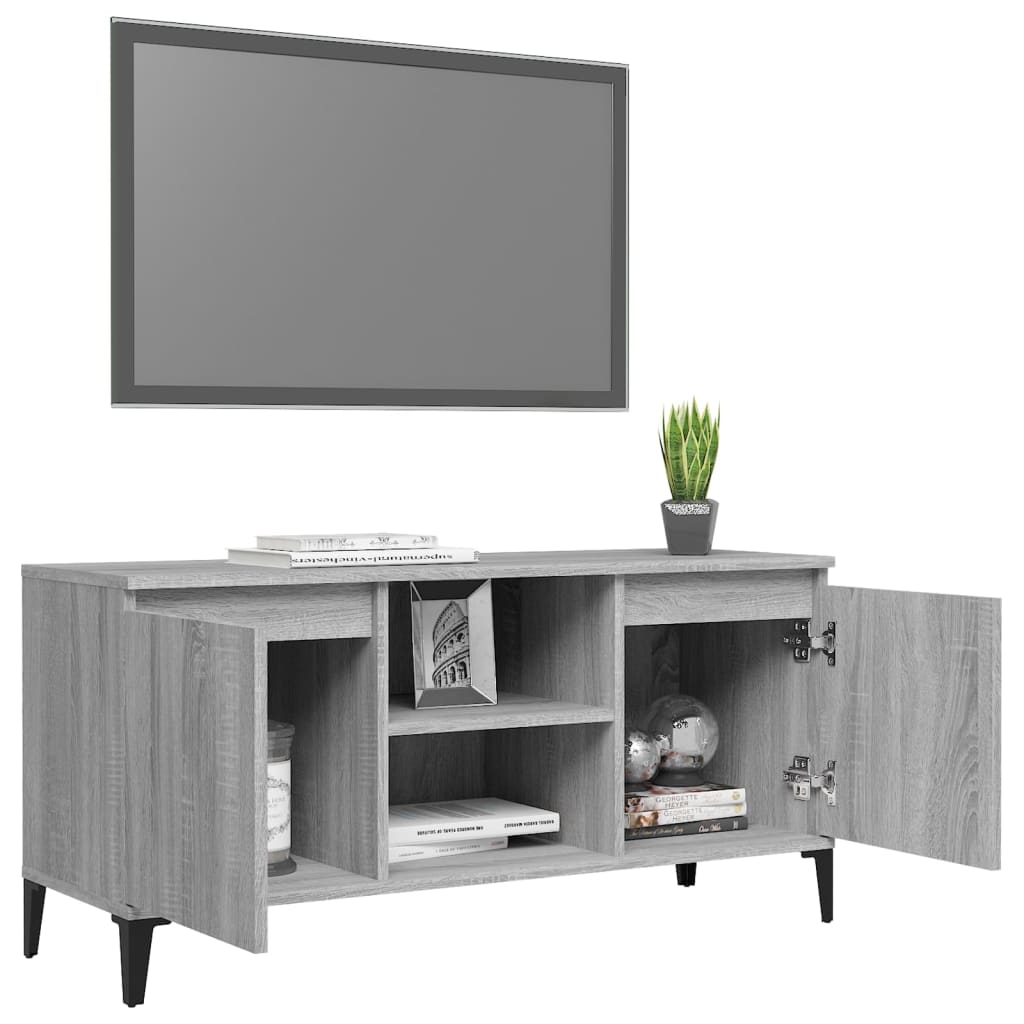 Tv Stolek S Kovovými Nohami Šedý Sonoma 103,5 X 35 X 50 Cm