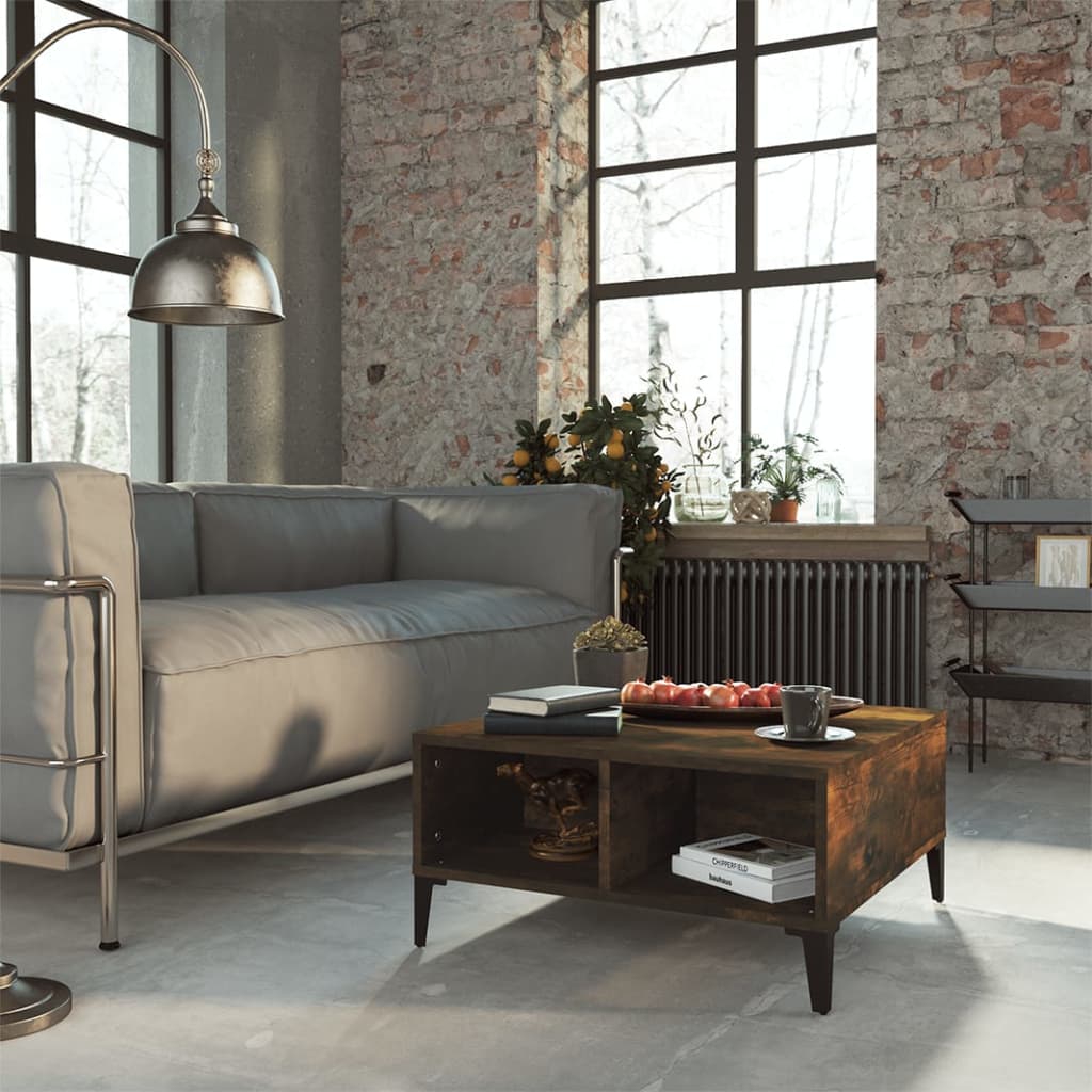 Konferenční Stolek Bílý A Dub Sonoma 60 X 60 X 30 Cm Kompozit