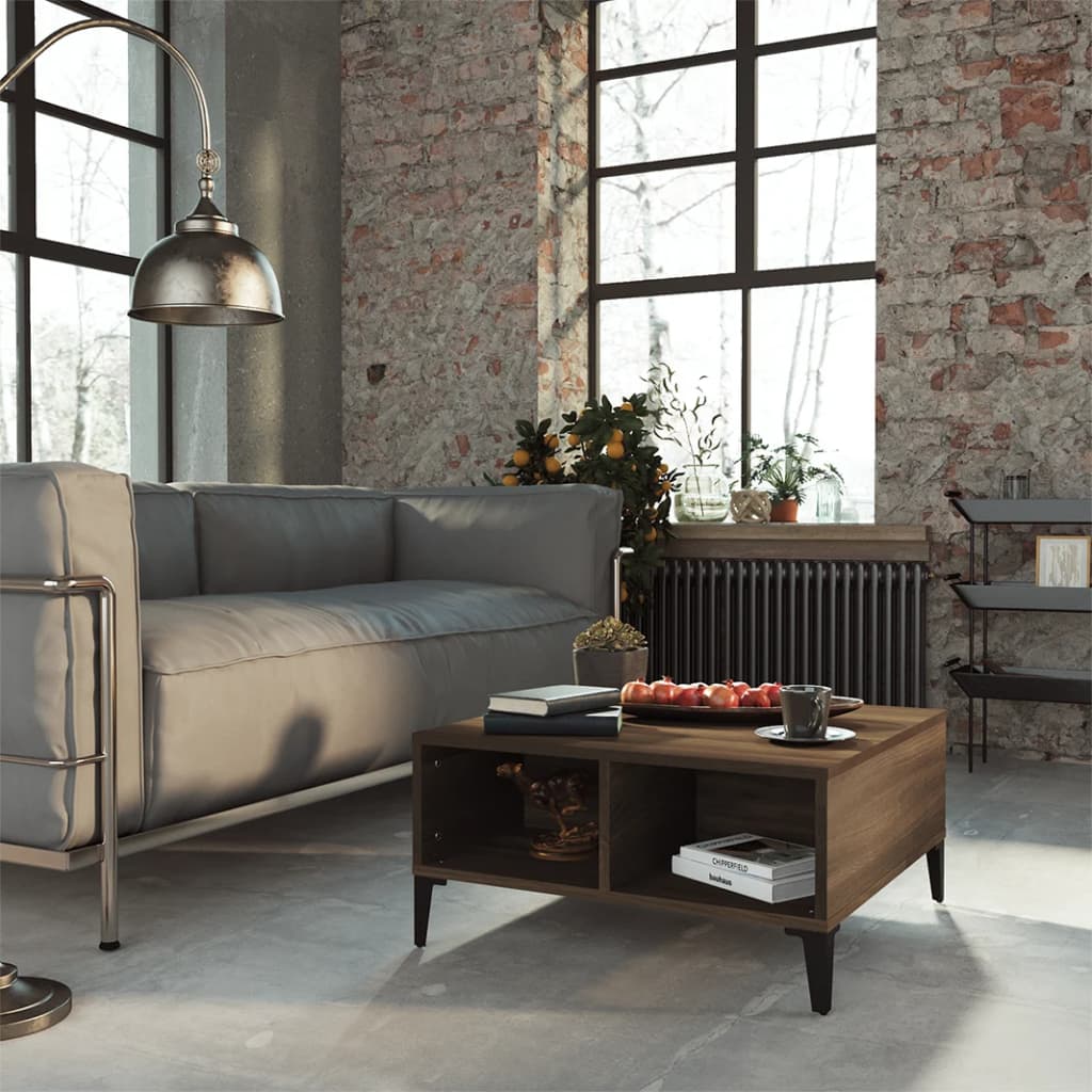 Konferenční Stolek Bílý A Dub Sonoma 60 X 60 X 30 Cm Kompozit